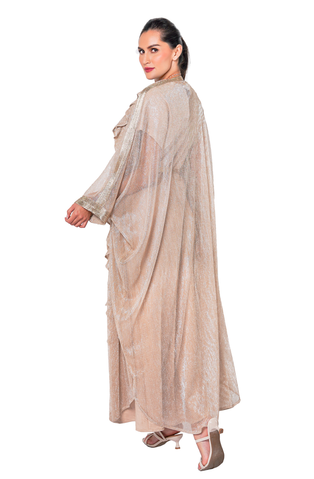 Golden ruffled caftan robe