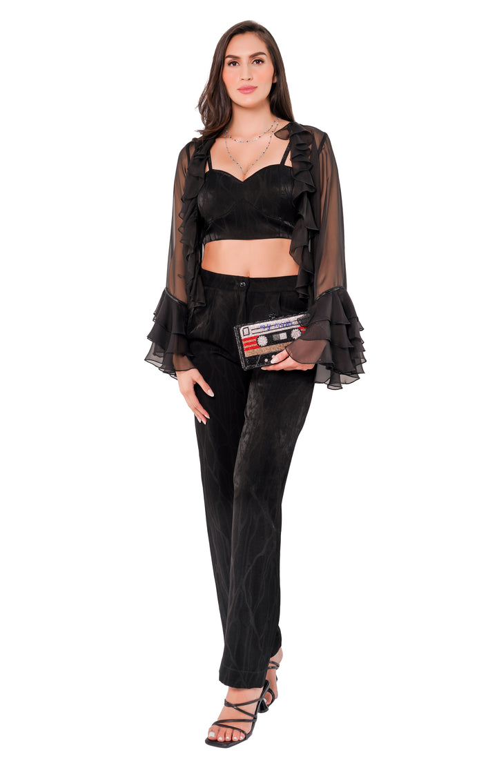 Black velvet set top & pants