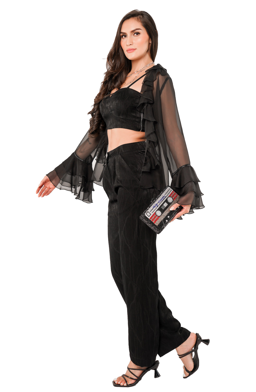 Black velvet set top & pants