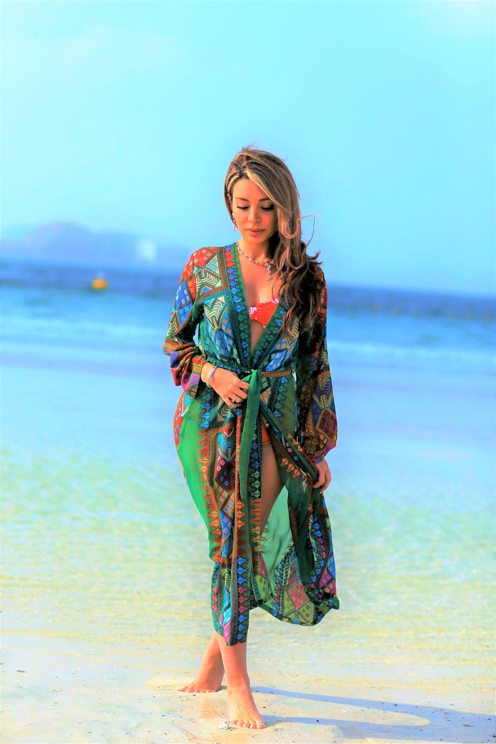 Kimono silk Embroidery | Malachite.uae.