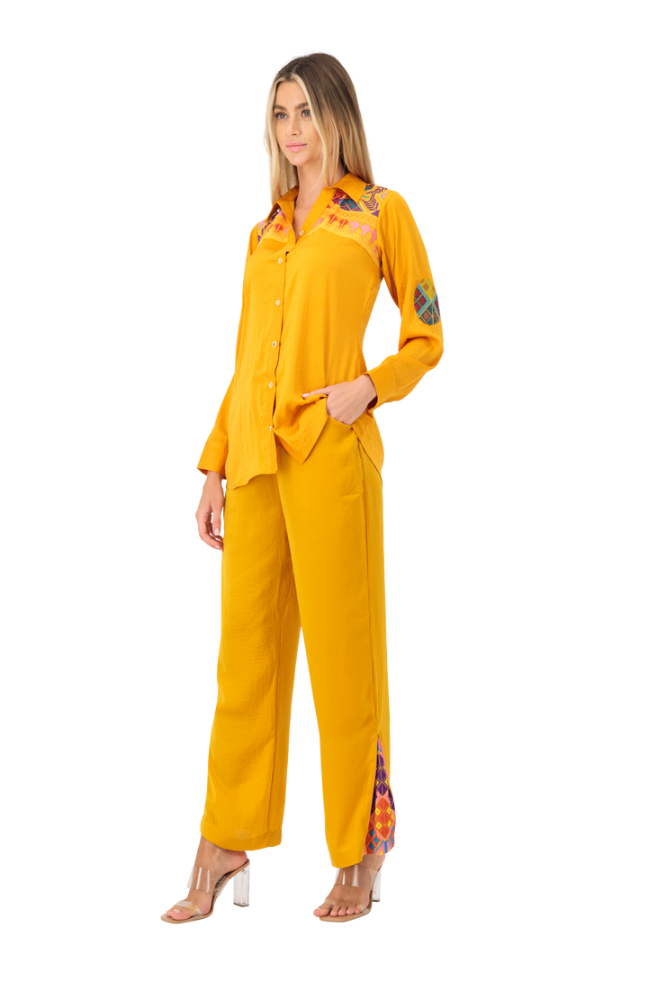 Shirt & trouser set colourful embroidery