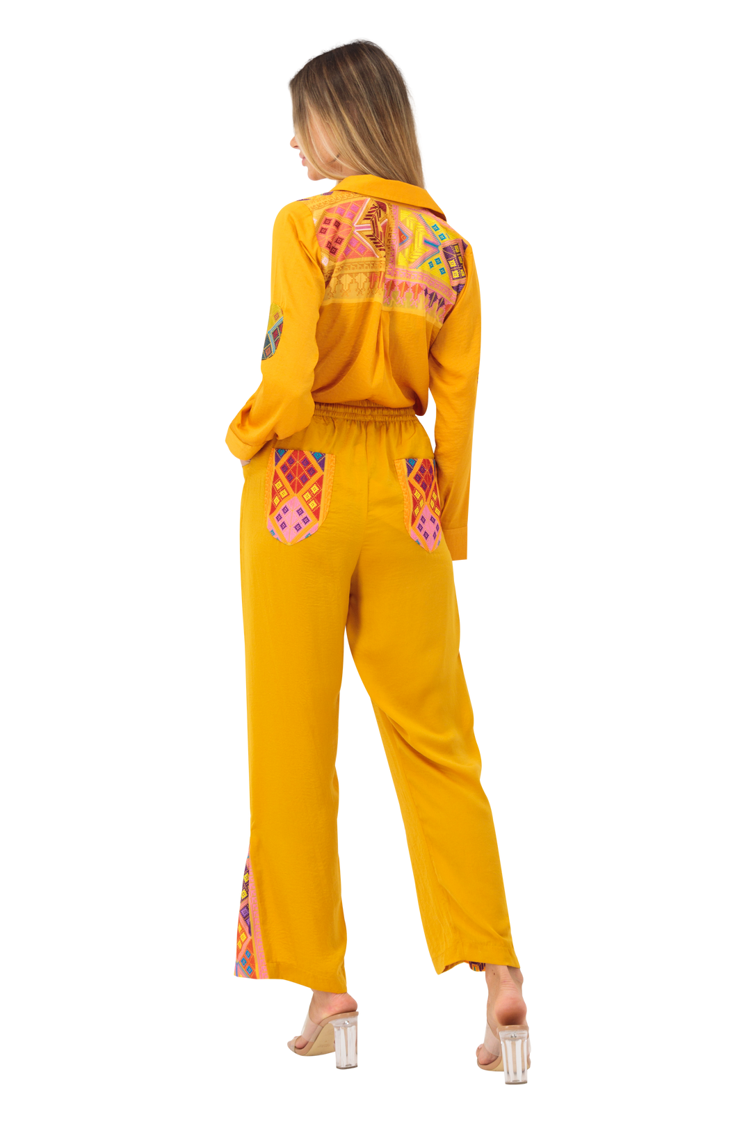 Shirt & trouser set colourful embroidery