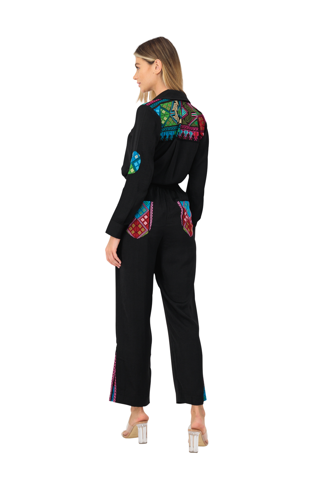 Shirt & trouser set colourful embroidery