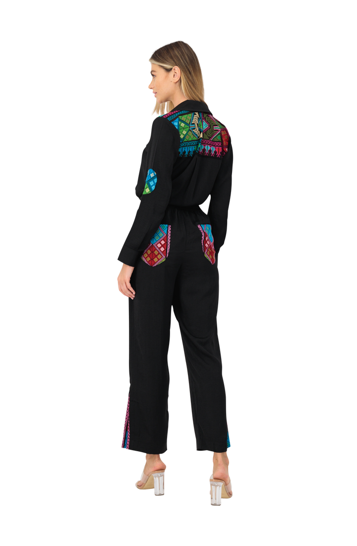 Shirt & trouser set colourful embroidery