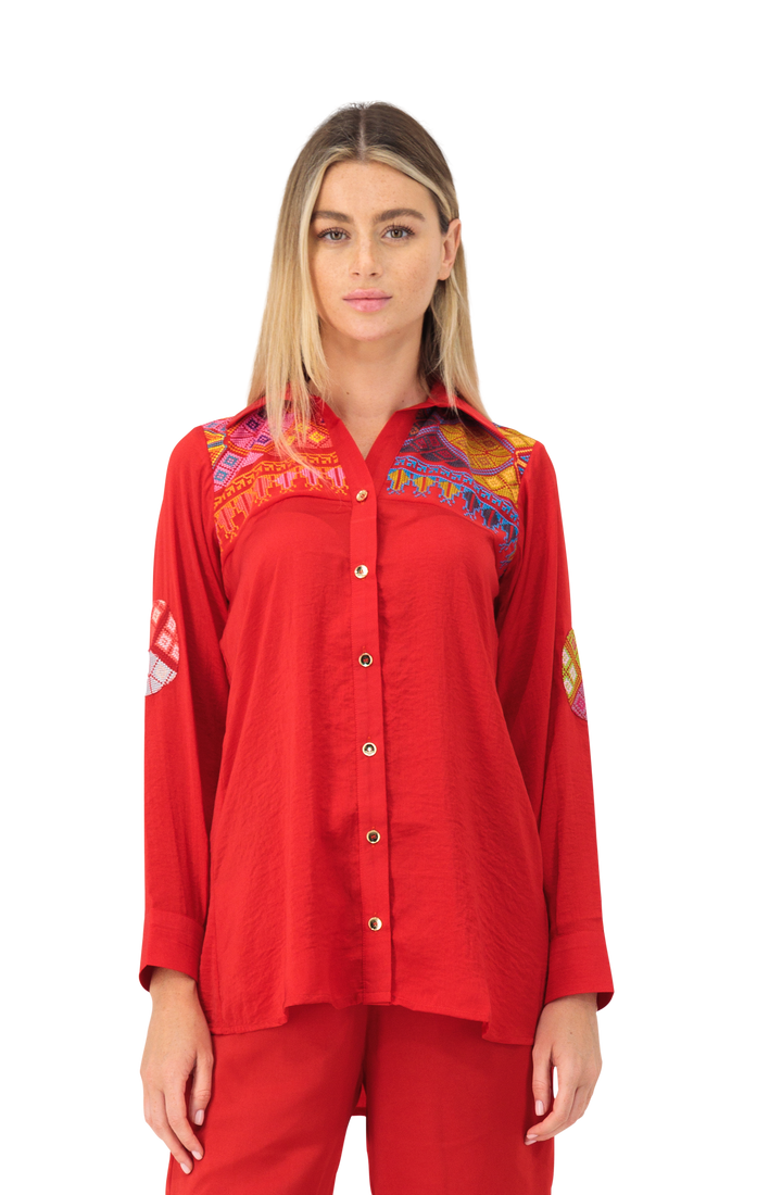 Shirt & trouser set colourful embroidery
