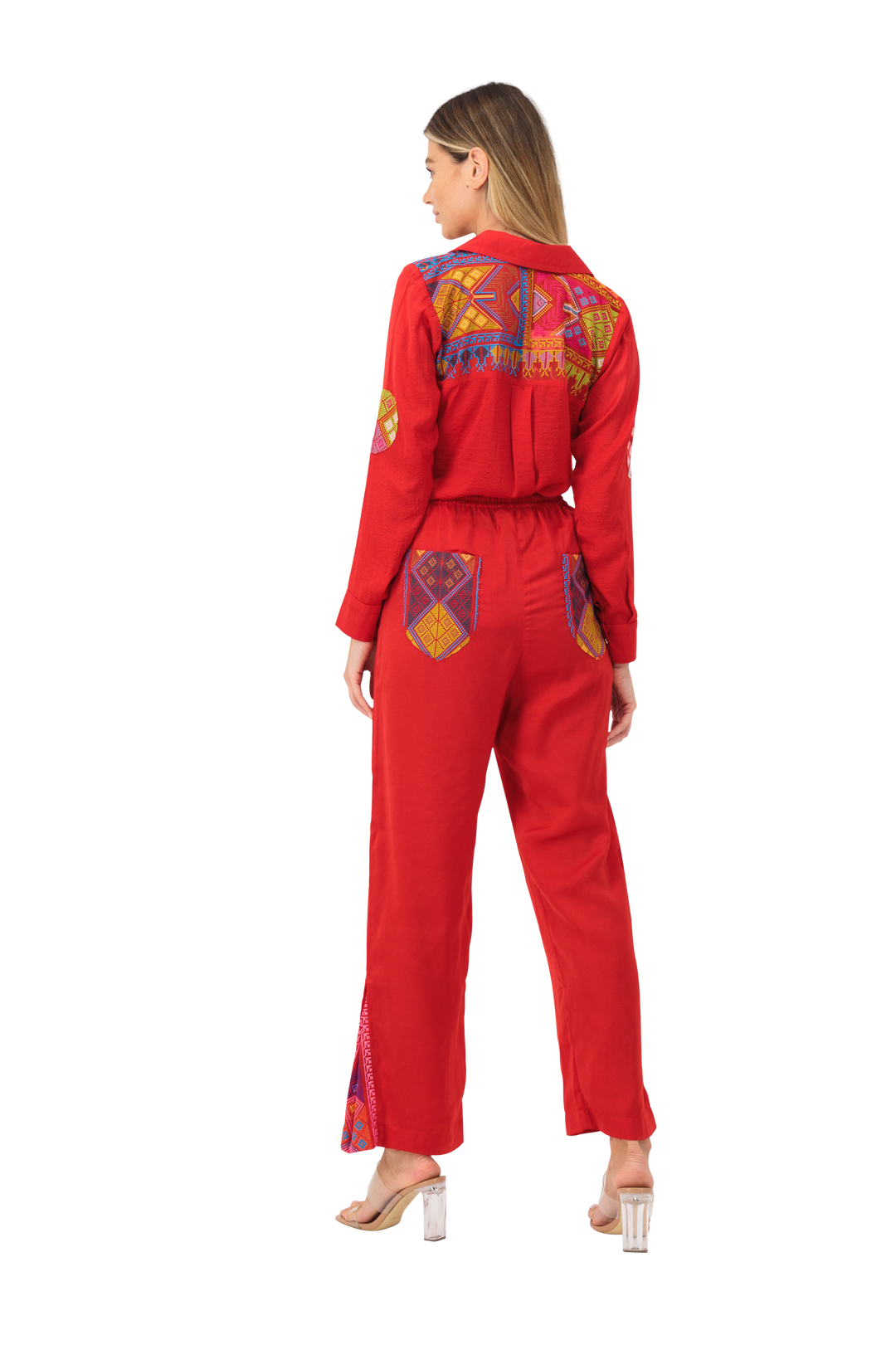 Shirt & trouser set colourful embroidery