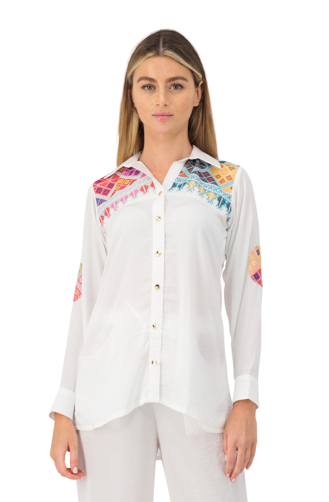 Shirt & trouser set colourful embroidery