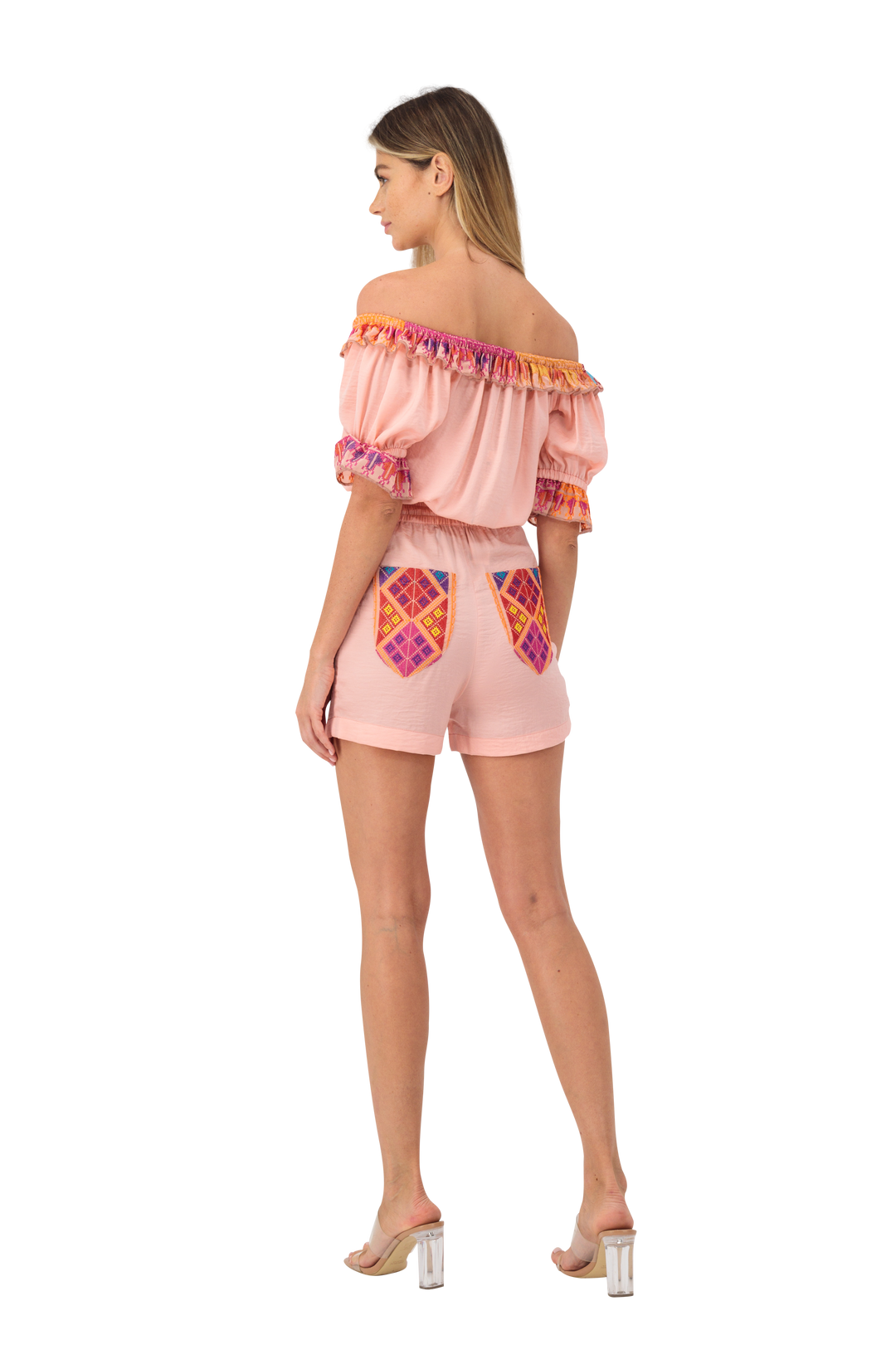 Cotton embroidery top& short set