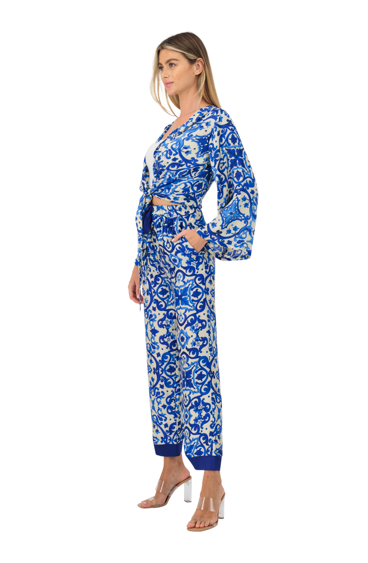 Sky blue top & trouser 2 piece set