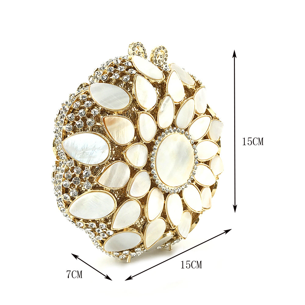 White pearl fancy handbag | Malachite.uae.