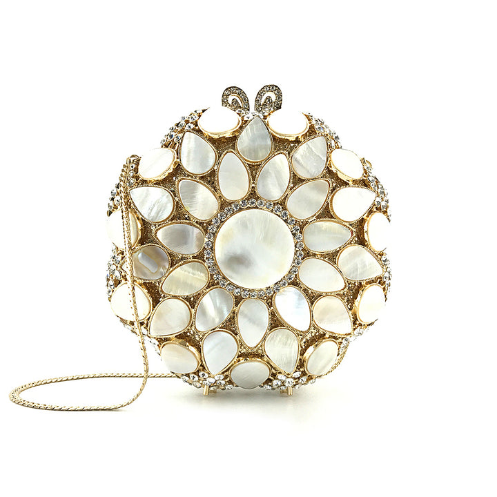 White pearl fancy handbag | Malachite.uae.